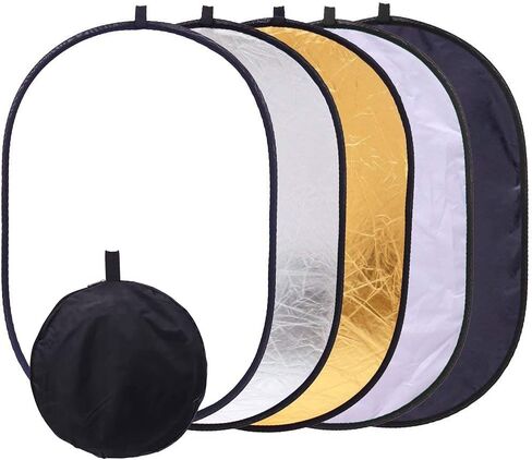 5 in 1 Portable 35"x47"/ 90x120cm Oval Collapsible Multi Disc Photography Studio Photo Camera Lighting Reflector/Diffuser Kit with Carrying Case, Great for Photo Shoots and Taking Pictures in Accurate in Kuwait
