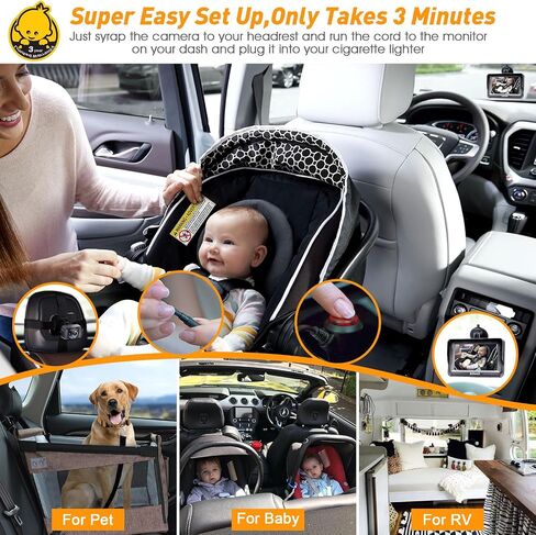 Baby Car Camera 2-Pack for Seat: Adjustable Infant Car Camera Easy Setup for Family with 2 Cars - HD 1080P Crystal Night Vision Backseat Camera for Two Kids in Kuwait