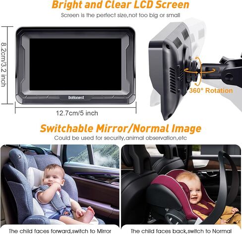Baby Car Camera 2-Pack for Seat: Adjustable Infant Car Camera Easy Setup for Family with 2 Cars - HD 1080P Crystal Night Vision Backseat Camera for Two Kids in Kuwait