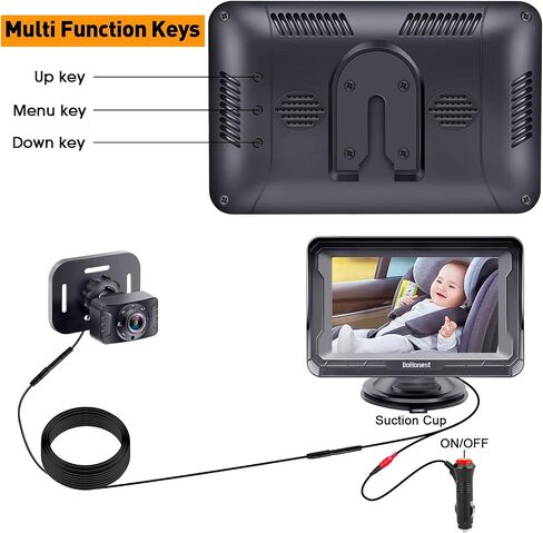 Baby Car Camera 2-Pack for Seat: Adjustable Infant Car Camera Easy Setup for Family with 2 Cars - HD 1080P Crystal Night Vision Backseat Camera for Two Kids in Kuwait