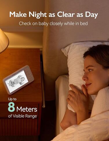 Momcozy Video Baby Monitor, 5.5'' 1080P Full HD Baby Monitor Camera No WiFi | Infrared Night Vision, 5800mAh Battery & 120h Long-last, ECO, VOX, 2-Way Audio, 1640ft Range, Record and Rewind Locally, BM03 in Saudi Arabia