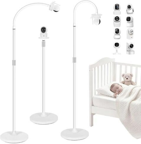 Baby Monitor Floor Stand 32 to 65 Inch Telescopic Height Adjustable | Baby Camera Mount for Nanit,HelloBaby,VTech,Momcozy,Owlet,14mm Thick Flexible Gooseneck with Anti-Tip Base for Nursery Crib in Kuwait