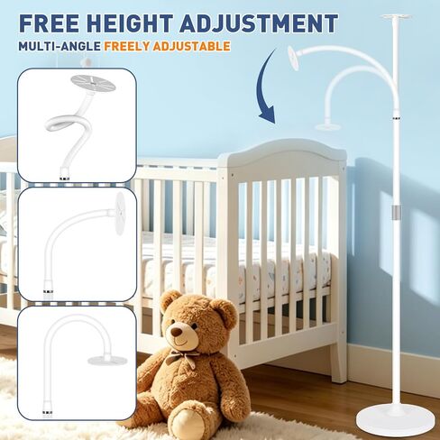 Baby Monitor Floor Stand 32 to 65 Inch Telescopic Height Adjustable | Baby Camera Mount for Nanit,HelloBaby,VTech,Momcozy,Owlet,14mm Thick Flexible Gooseneck with Anti-Tip Base for Nursery Crib in Kuwait