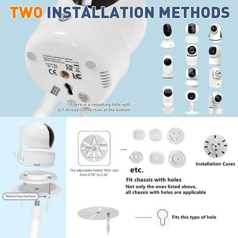 Baby Monitor Floor Stand 32 to 65 Inch Telescopic Height Adjustable | Baby Camera Mount for Nanit,HelloBaby,VTech,Momcozy,Owlet,14mm Thick Flexible Gooseneck with Anti-Tip Base for Nursery Crib in Kuwait