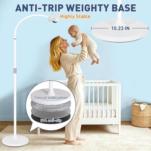 Baby Monitor Floor Stand 32 to 65 Inch Telescopic Height Adjustable | Baby Camera Mount for Nanit,HelloBaby,VTech,Momcozy,Owlet,14mm Thick Flexible Gooseneck with Anti-Tip Base for Nursery Crib in Kuwait