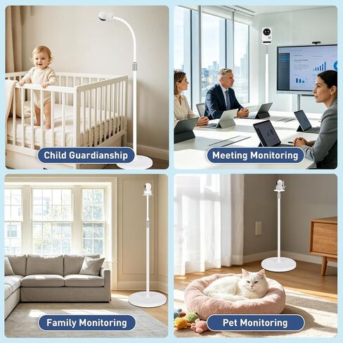 Baby Monitor Floor Stand 32 to 65 Inch Telescopic Height Adjustable | Baby Camera Mount for Nanit,HelloBaby,VTech,Momcozy,Owlet,14mm Thick Flexible Gooseneck with Anti-Tip Base for Nursery Crib in Kuwait