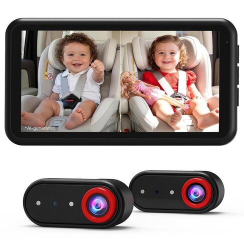BM2 Pro Dual Baby Car Camera ، 5.2 "1080p HD شاشة لمقاعد السيارة الخلفية ، الرؤية الليلية الأشعة تحت الحمراء ، مكافحة الانتعاش ، التثبيت السهل-مثالي للآباء والأمهات مع طفلان وحيوانات أليفة in Kuwait