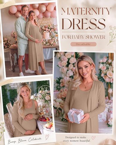 Huukeay 2 Piece Women Maternity Dress Cardigan Set Maxi Tank Sleeveless Long Dress Bodycon Formal for Baby Shower Photoshoot in Kuwait
