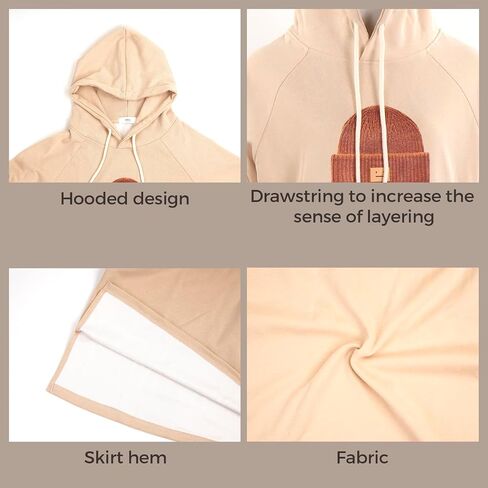 Maternity Hoodie Dress with Pockets – Casual Loose Fit Mid-Length Sweatshirt Dress for Pregnancy Spring Fall in Kuwait