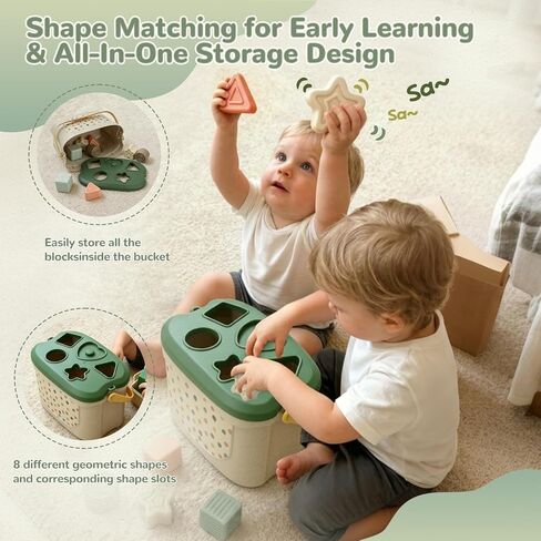 Baby Toys for 6 to 12 Months, Montessori Toys for 6-8-9-12 Month Old | Shape Sorter, Baby Blocks, Learning Developmental Sensory Toys, Baby Tissue Box, Gifts for 6-36 Months Girls Boys Infant Toys in Kuwait