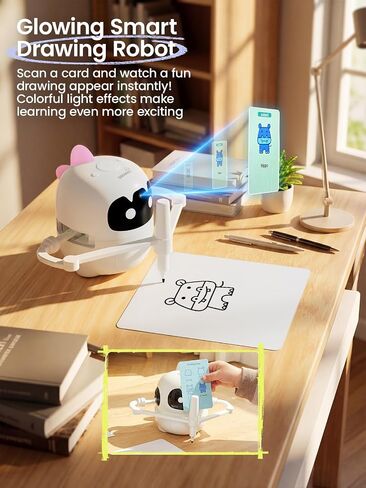 GROWNSY Scan Drawing Robot with 150 Cards, Montessori Learning Toys | Kids Gift Ages3-8, Light & Voice Guided Doodle Bot, Interactive Educational Machine, Boost Creativity & Hand-Eye Coordination in Kuwait