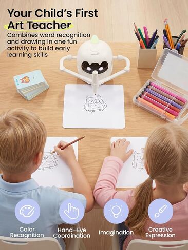 GROWNSY Scan Drawing Robot with 150 Cards, Montessori Learning Toys | Kids Gift Ages3-8, Light & Voice Guided Doodle Bot, Interactive Educational Machine, Boost Creativity & Hand-Eye Coordination in Kuwait