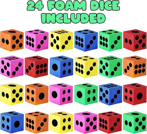 ArtCreativity Pack of 24 Colored Foam Dice Set -1.5 Inches Big - Colorful Dice Set - Six Assorted Colors - Fun Playing Kids Math Games, Classroom Games - Great Gift for Kids in Kuwait