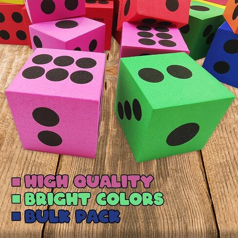 ArtCreativity Pack of 24 Colored Foam Dice Set -1.5 Inches Big - Colorful Dice Set - Six Assorted Colors - Fun Playing Kids Math Games, Classroom Games - Great Gift for Kids in Kuwait