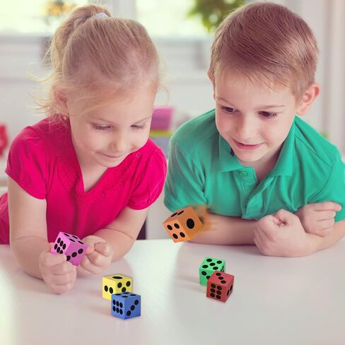 ArtCreativity Pack of 24 Colored Foam Dice Set -1.5 Inches Big - Colorful Dice Set - Six Assorted Colors - Fun Playing Kids Math Games, Classroom Games - Great Gift for Kids in Kuwait