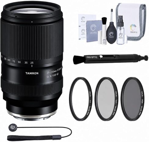 Tamron 25-200mm f/2.8-5.6 Di III VXD G2 Zoom Lens for Sony E with UV/CPL/ND Filter Kit, Cleaning Kit, Lens Pen, Soft Case, Cap Tether & Tamron 6-Year Warranty in Kuwait