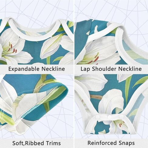 Watercolor Lilies Baby Short Sleeve Bodysuits Newborn Infant Clothes in Kuwait