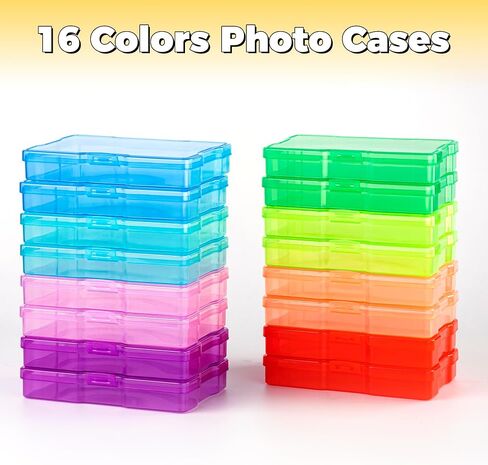 Plastic Clear Photo Storage Box Picture Storage Containers With Handle,16 inner 4×6 inch Photo Cases For Photos,Picture,Greeting Card,Stickers,Seed,Craft Supplies (Colorful) in Kuwait