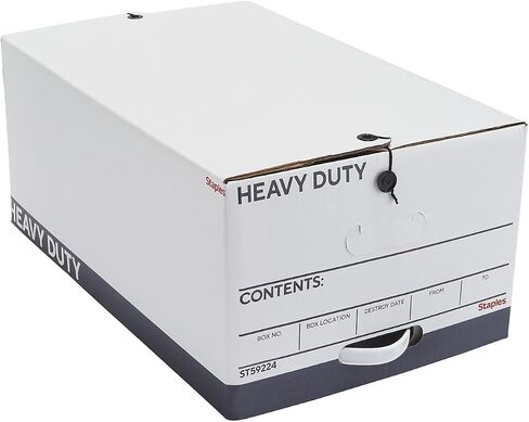 STAPLES Heavy Duty File Box, String and Button Lid, Legal, White/Gray, 4/Pack (TR59224) in Kuwait