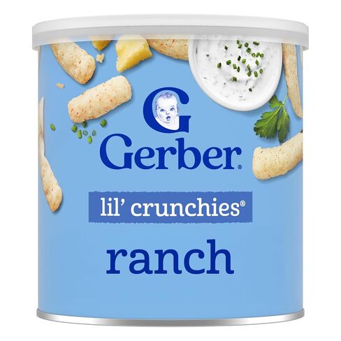 Gerber Stage 3 Ranch Lil Crunchies Snack, 1.48 Oz, 6 Pack | Stage 3 baby snack; ranch lil crunchies; baby led feeding; 6 x 1.48 oz canisters in Kuwait