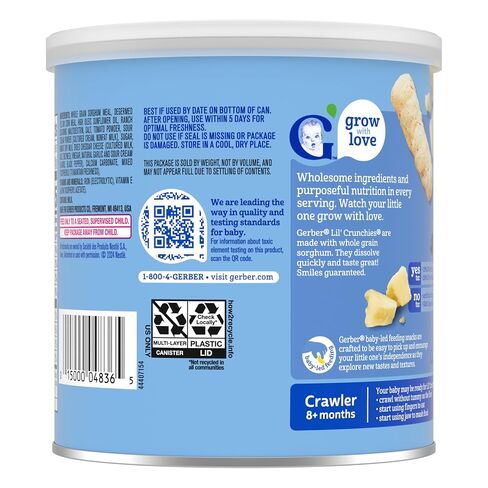 Gerber Stage 3 Ranch Lil Crunchies Snack, 1.48 Oz, 6 Pack | Stage 3 baby snack; ranch lil crunchies; baby led feeding; 6 x 1.48 oz canisters in Kuwait
