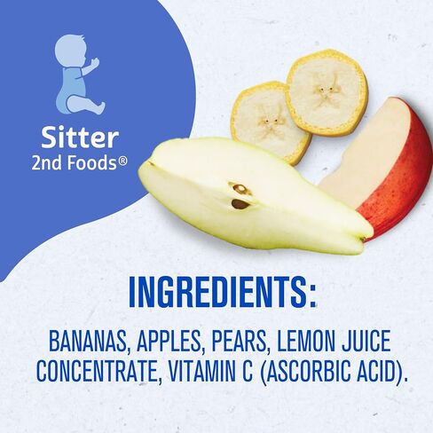Gerber Stage 2 Banana Apple Pear Baby Food, 4 Oz, 16 Pack | Stage 2 baby food; banana apple pear puree tubs; no artificial colors or flavors; 16 x 4 oz in Kuwait