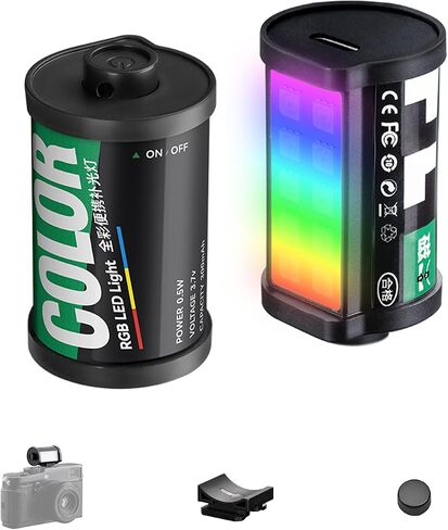TTArtisan 10 Pcs Ultra Mini RGB Led Ligh for Camera Portable Full-Color Cold Shoe Lights with Magnetic Mount Film Appearance Type-C Rechargeable CRI 95+ 300mAh for Photography Lighting (10) in Kuwait