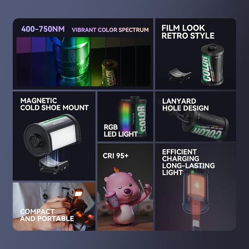 TTArtisan 10 Pcs Ultra Mini RGB Led Ligh for Camera Portable Full-Color Cold Shoe Lights with Magnetic Mount Film Appearance Type-C Rechargeable CRI 95+ 300mAh for Photography Lighting (10) in Kuwait