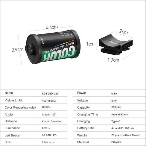 TTArtisan 10 Pcs Ultra Mini RGB Led Ligh for Camera Portable Full-Color Cold Shoe Lights with Magnetic Mount Film Appearance Type-C Rechargeable CRI 95+ 300mAh for Photography Lighting (10) in Kuwait