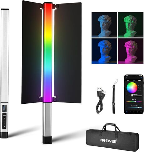 NEEWER CL124 II RGB Handheld LED Light Stick Video Light Wand with APP Control,3200mAh Battery, 360°Full Color 16W 2500K-10000K PWM Dimming1560lux/0.5CRI97+ 17 Scenes Photography Tube Lighting in Saudi Arabia