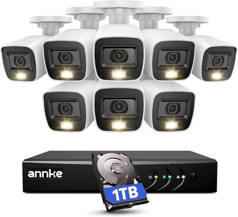 ANNKE 8CH 3K Lite Wired Security Camera System, 8X CCTV Cam, 1TB Hard Drive | H.265+ 8 Channel Surveillance DVR, AI Human/Vehicle Detection, 1080p HD Outdoor Cameras, Color Night Vision, Smart Dual Light in Kuwait