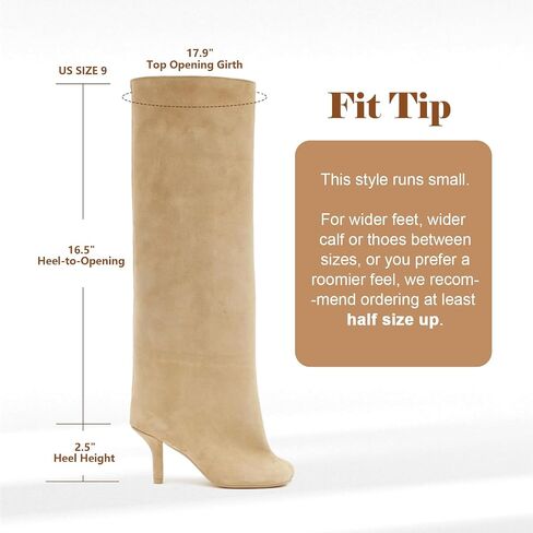 Knee High Boots Wide Calf Women Long Suede Square Toe Bootie Tall Cute Slouchy Fashion Boots Ladies Fall Booties in Saudi Arabia