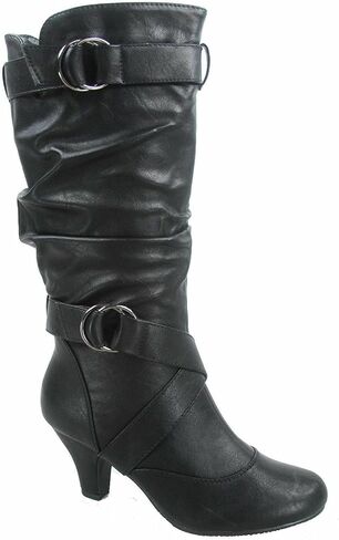 Forever Link Maggie-39 Women's Fashion Low Heel Zipper Slouchy Mid-Calf Boots Shoes in Kuwait