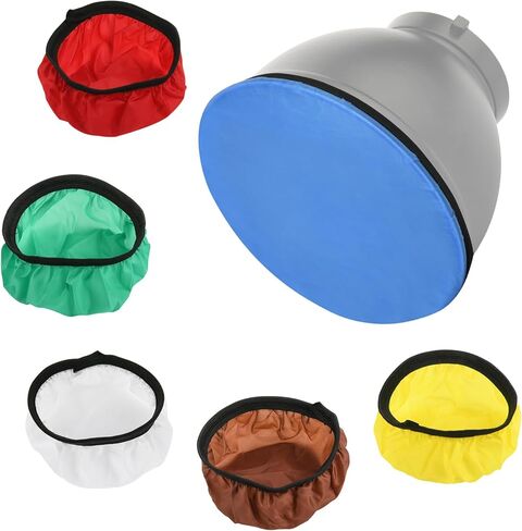 Cosmos 6 Pcs Standard Reflector Diffuser Cover 7" / 18cm Soft Cloth Diffuser Light Cover Reflector Cover for Photography Video Studio Standard Strobe Reflector Flash Light (6 Colors) in Kuwait