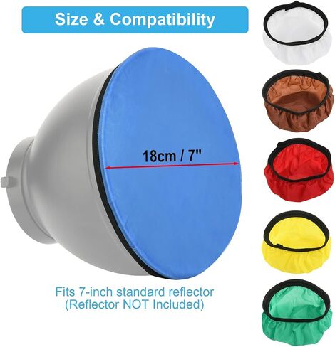 Cosmos 6 Pcs Standard Reflector Diffuser Cover 7" / 18cm Soft Cloth Diffuser Light Cover Reflector Cover for Photography Video Studio Standard Strobe Reflector Flash Light (6 Colors) in Kuwait