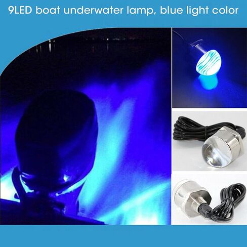 Boat Underwater Lamp 12V Blue 9LED Drain Plug Light 1200lm 1/2in NPT Thread Underwater Lamp for Marine Boat Yacht in Kuwait