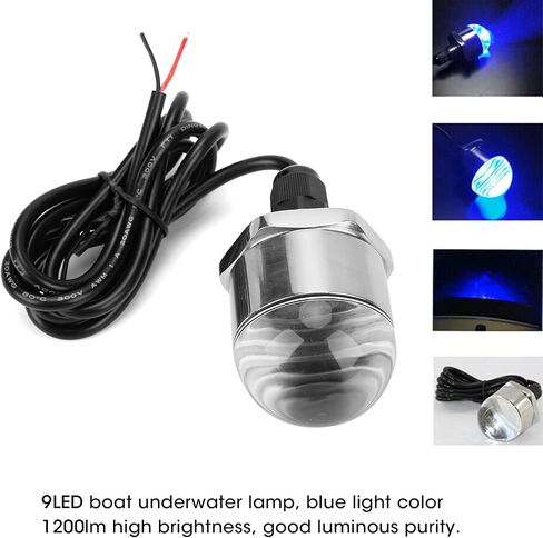 12V Blue 9LED Drain Plug Light 1200lm 1/2in NPT Thread Underwater Lamp for Marine Boat Yacht in Kuwait