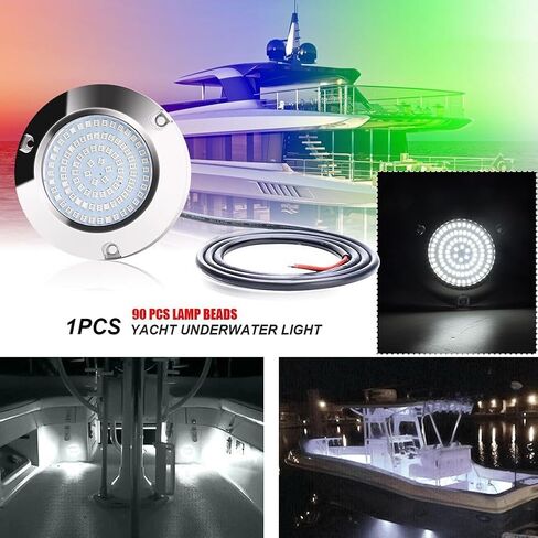 LED Underwater Boat Light 45W 316 Steel IP68 Marine Stern Fishing Lamp Yacht Pontoon RV Blue White Green Red(White) in Kuwait