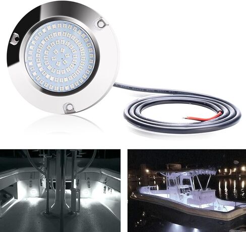 LED Underwater Boat Light 45W 316 Steel IP68 Marine Stern Fishing Lamp Yacht Pontoon RV Blue White Green Red(White) in Kuwait