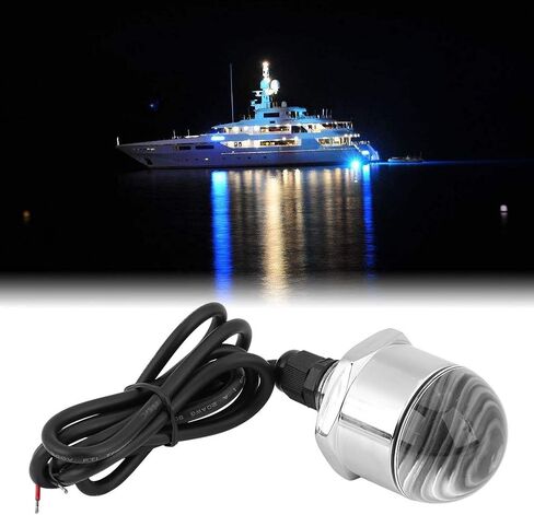 Marine Yacht Boat 12V 304 Stainless Steel Round Blue LED Underwater Light Lamp, IP68 Submarine Drain Plug Light with 1.2m Cable for Dock Parties Fishing Night in Kuwait