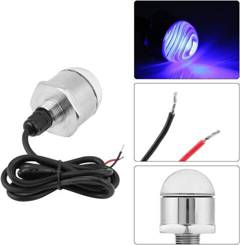 Marine Yacht Boat 12V 304 Stainless Steel Round Blue LED Underwater Light Lamp, IP68 Submarine Drain Plug Light with 1.2m Cable for Dock Parties Fishing Night in Kuwait