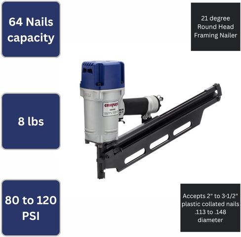 Complete NRH83A 21 Degree Framing Nailer 2" to 3-1/2" adjustable depth of drive SIM NR83A5 NR83A3 NR83A, suitable for Framing, Decking, Trusses and Sub-Floor in Kuwait