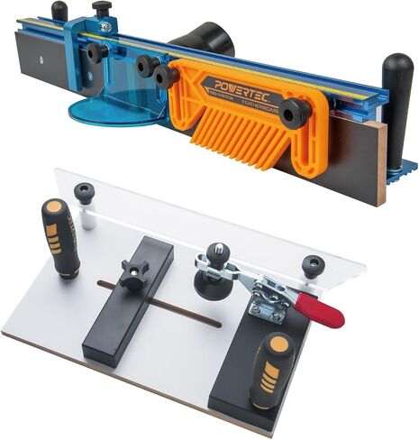 POWERTEC Rail Coping Sled for Router Tables, Router Coping Sled, Precise Cutting for Cabinet Door Joints, Drawer Fronts, Jigs, Adjustable Clamps, Lead Sled Table, Prevents End Grain Blowout (71765) in Kuwait