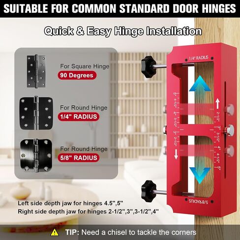 AUROPEAK Door Hinge Jig and Lock Kit, Aluminum Alloy, Fits 2.5-5 in Hinges | Square, 1/4 in and 5/8 in radius hinges, lock drilling on interior and exterior doors for woodworkers and contractors in Kuwait