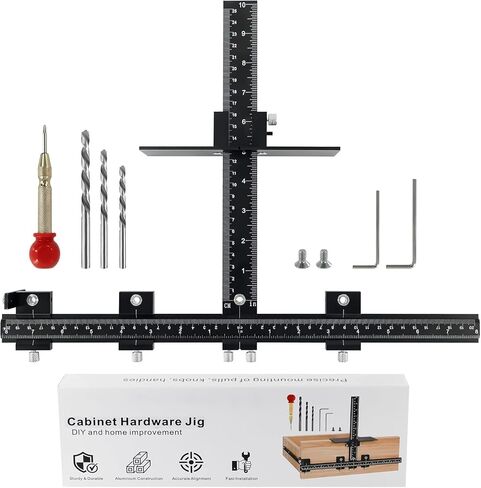 Cabinet Hardware Jig for Handles and Pulls,Aluminum Alloy | Cabinet Door Handle Jig for Doors and Drawers,Adjustable Cabinet Handle Template Tool Door for Drawer Front Knobs in Saudi Arabia