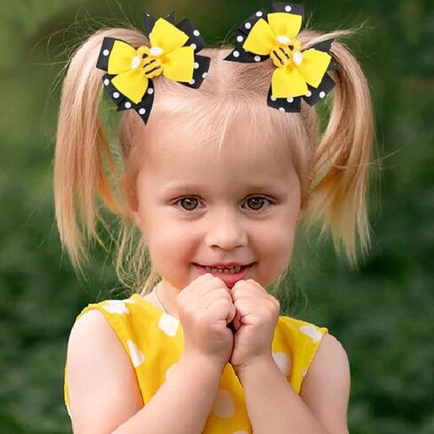 Totelux Bow Hair Clips for Girls - Cute Honey Bee Alligator Clips With Ribbon Bows for Hair Accessories (Baby, Infant, Toddler, Teen) (2PCS) in Kuwait