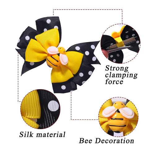 Totelux Bow Hair Clips for Girls - Cute Honey Bee Alligator Clips With Ribbon Bows for Hair Accessories (Baby, Infant, Toddler, Teen) (2PCS) in Kuwait