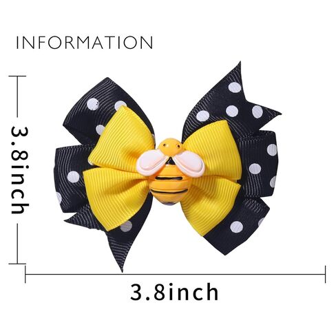 Totelux Bow Hair Clips for Girls - Cute Honey Bee Alligator Clips With Ribbon Bows for Hair Accessories (Baby, Infant, Toddler, Teen) (2PCS) in Kuwait