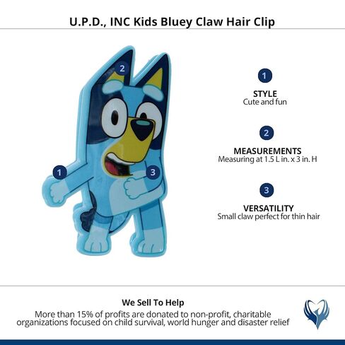 HER Premium Butterfly Bluey Character Large Hair Clip - One Cute Hair Clip for Girls - Hair Accessories for Toddlers Little Girls Birthday Party Gifts, Ages 3+ in Kuwait