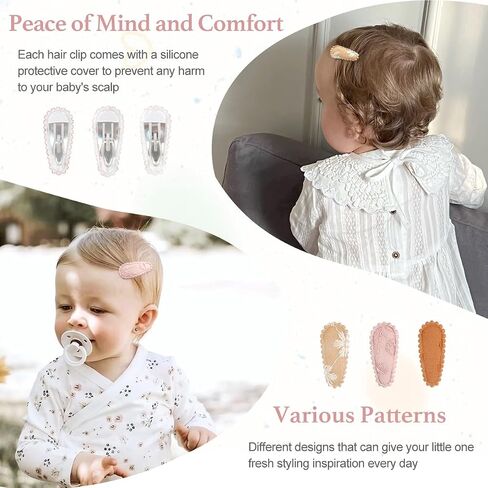 40PCS Snap Hair Clips Flower Pattern Fine Hair 1.5inches Wrapped Mini Clip | Floral pattern wrapped snap clips for infant toddlers 20 colors small clips baby hair clips tiny hair clips in Kuwait